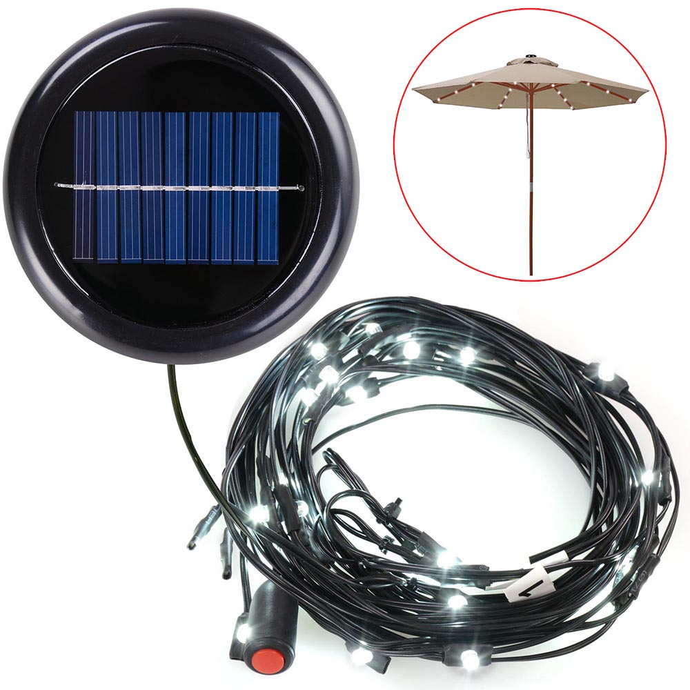 8 rib patio umbrella lights 40 LED Solar String Light Fit 8-Rib 8ft 9ft Wooden Outdoor Patio Umbrella