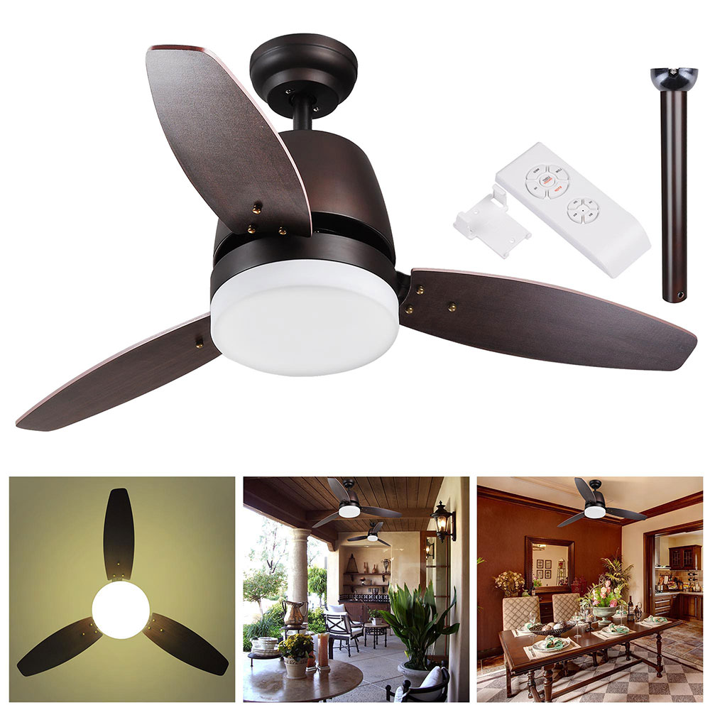 42 Indoor Ceiling Fan With Led Light Kit 3 Blades Remote Control