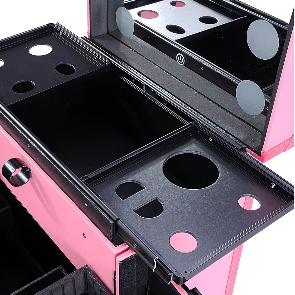 Professional Rolling Makeup Trolley Cosmetic Case Lockable Studio Light Mirror eBay