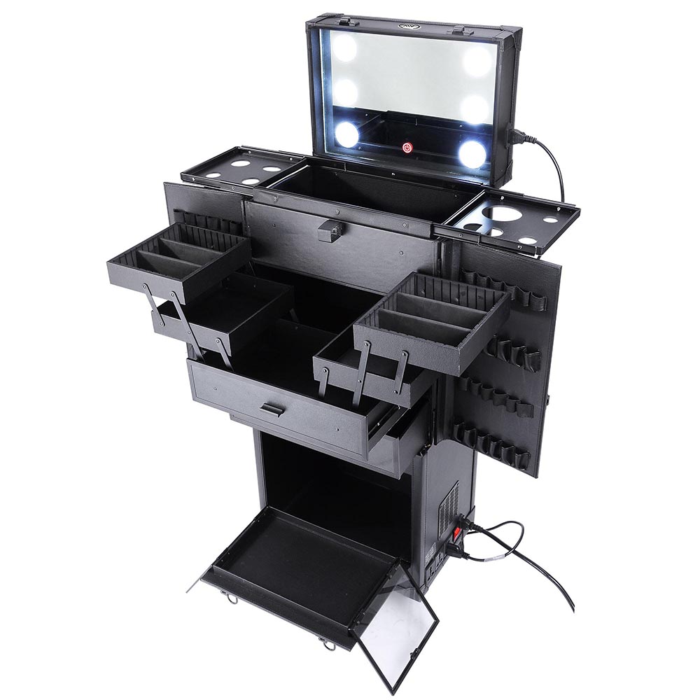 Professional Rolling Makeup Trolley Cosmetic Case Lockable Studio Light Mirror eBay