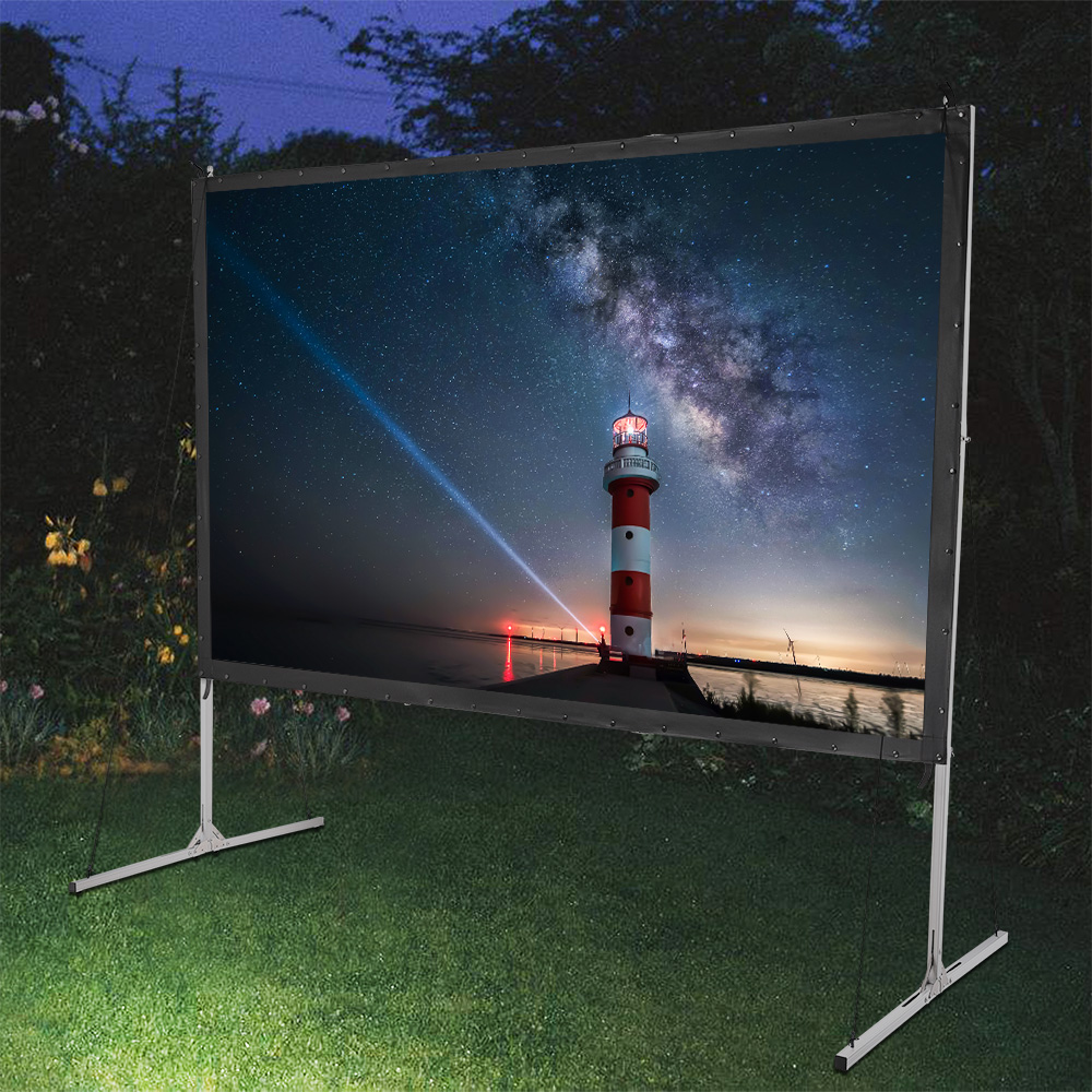 169 Fast Fold Projector Screen w/ Stand Garden Movie Projection 100