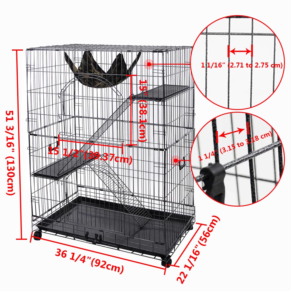51"H Large Folding Collapsible Pet Cat Wire Cage Indoor Outdoor Playpen