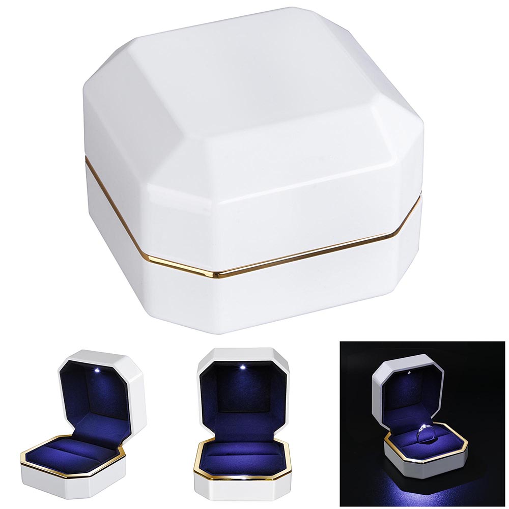 Deluxe LED Lighted Ring Box Velvet Jewelry Gift Wedding Proposal