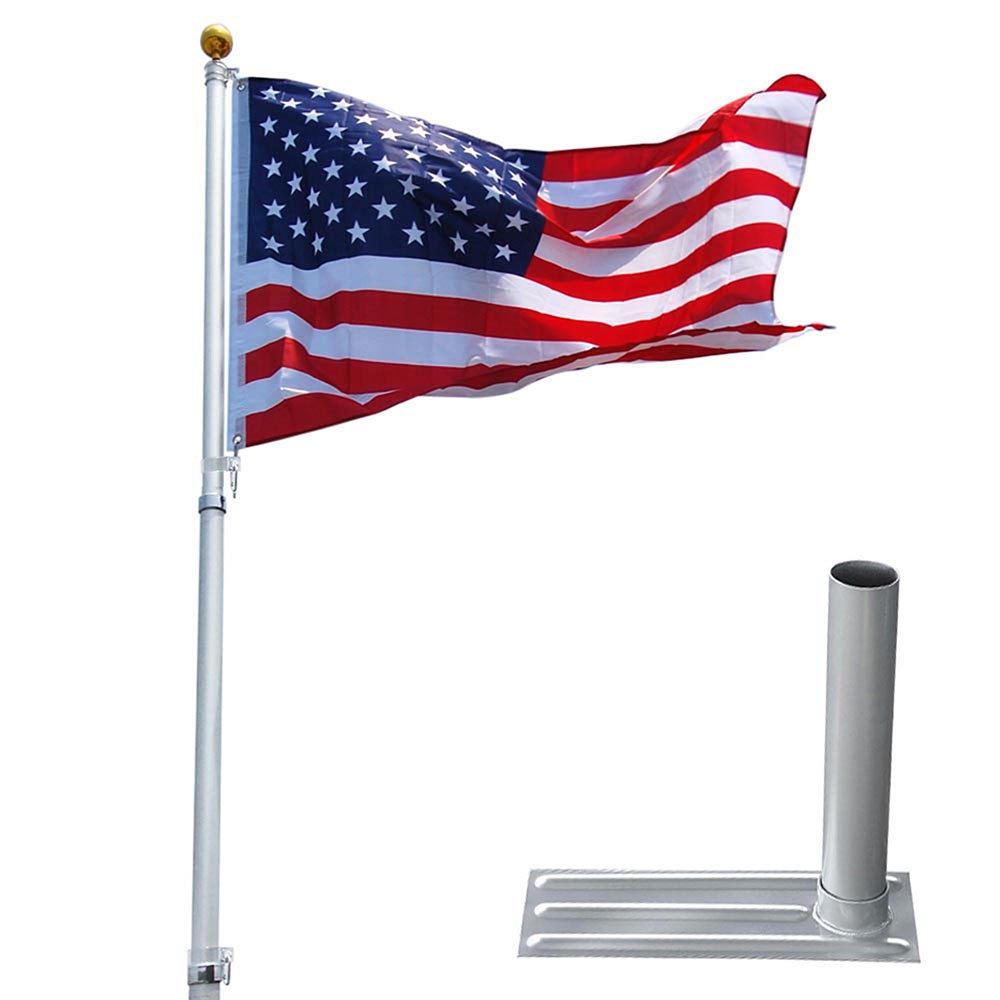 20' 25' FT Flag Pole Aluminum Flagpole Kit 3x5' American US Flag Fly