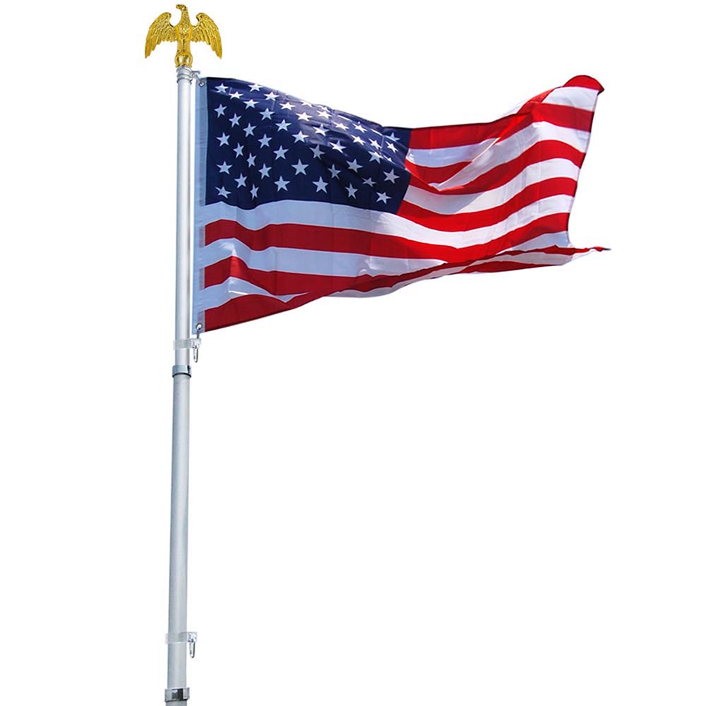 20' 25' FT Aluminum Flag Pole Telescopic Flagpole Kit 3' x 5' American
