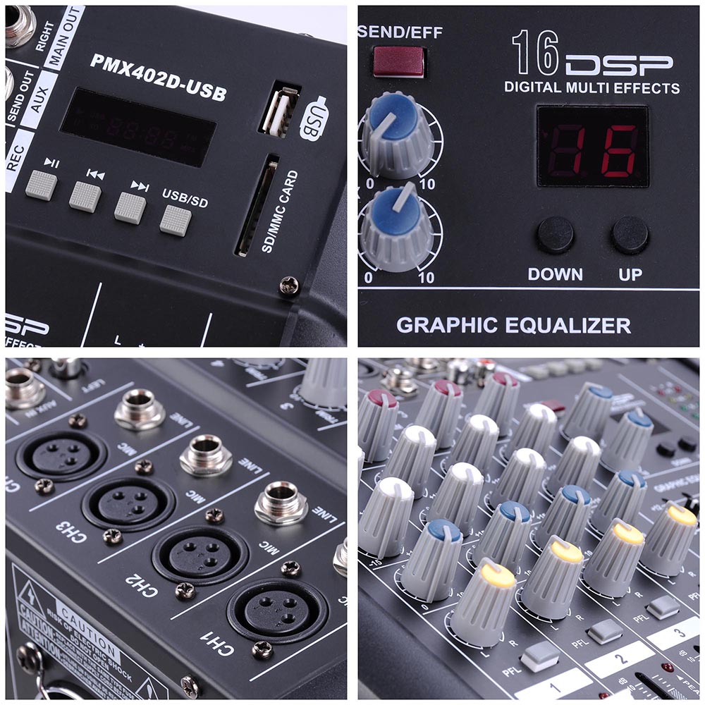 4 Channel Professional Powered Mixer Power Mixing Amplifier W/USB Slot Amp 16DSP 657258007482 eBay