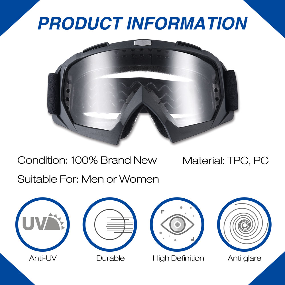 Gafas para motocicleta ATV moto cross montar gafas flexibles lente UV 400 - Imagen 8 de 30