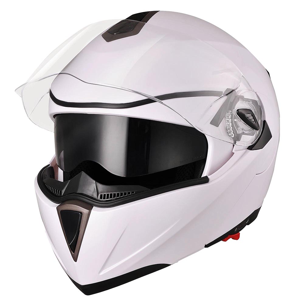 Type & Color:M & White:DOT Full Face Flip up Motorcycle Helmet Dual Visor Bike Race Size & Color Opt