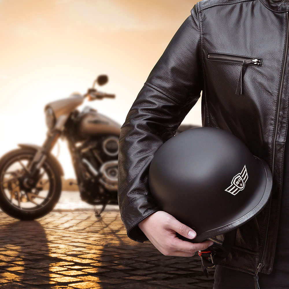 AHR Motorcycle German Style Half Helmet Chopper Cruiser Scooter DOT XS-XL