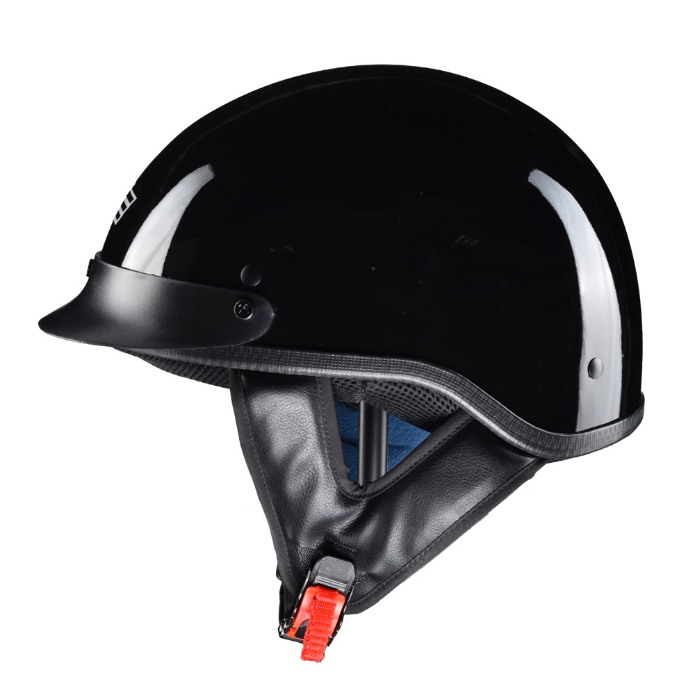 AHR Motorcycle Half Helmet DOT Open Face Chopper Cruiser Bike Skull Cap S-XL - Bild 7 von 10