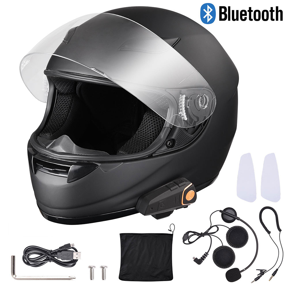 Motorcycle Helmet Bluetooth Wireless Headset Full Face Flip Up Bike