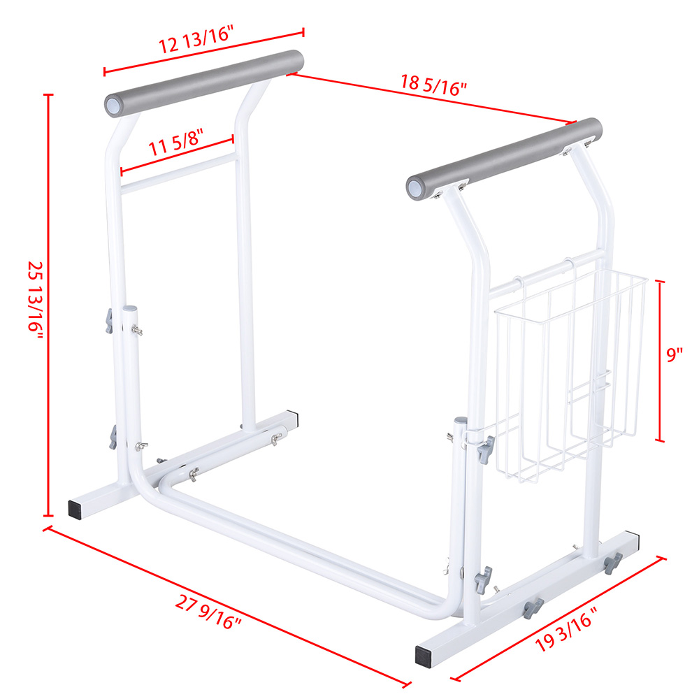 Stand Alone Toilet Safety Rail /& Frame with Handrails Magazine Rack 375lbs Weight Capaciity Solid Metal Construction Freestanding Assist Bar for Elderly Senior Handicap /& Disabled US Delivery