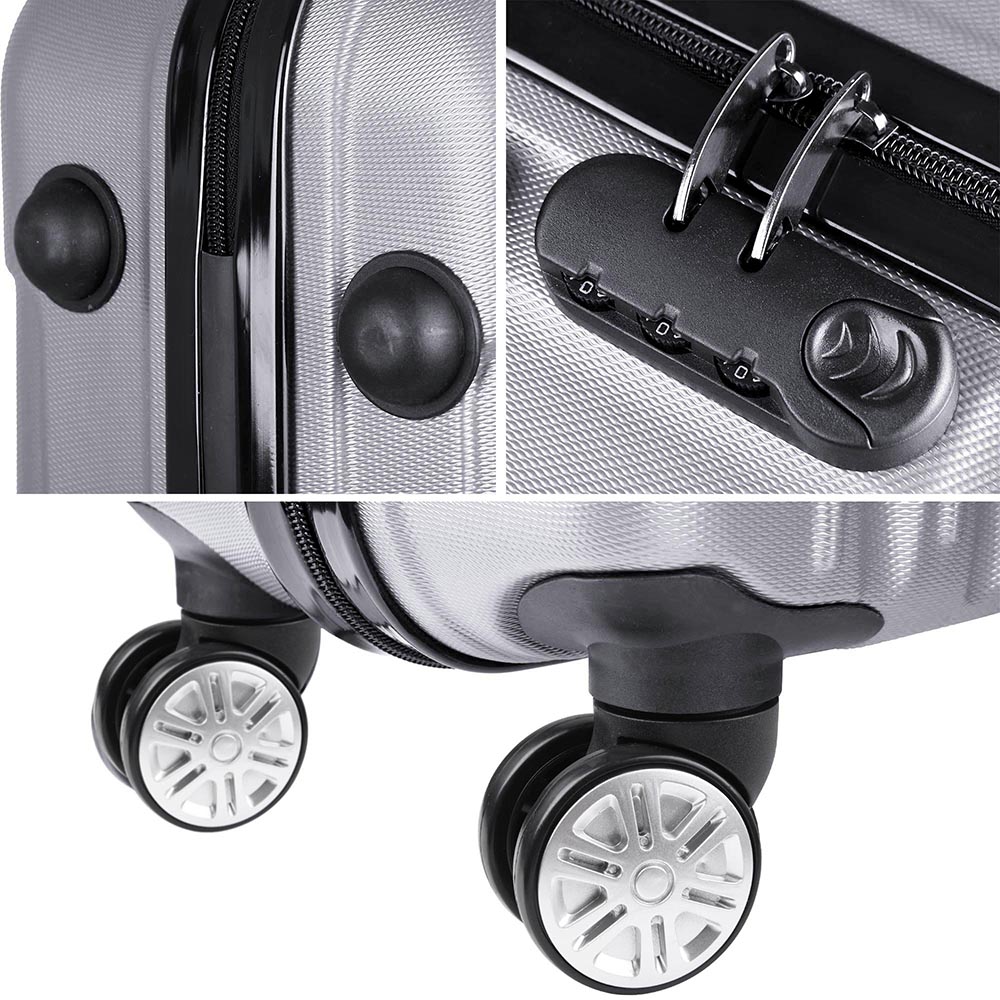 3 Pcs Luggage Travel Set Bag ABS Wheels 360° Rolling Suitcase Silver 20