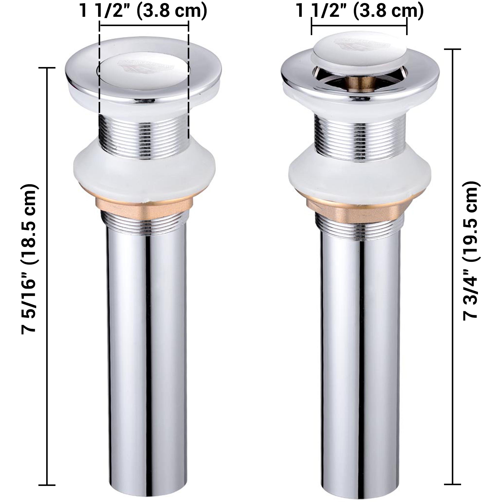 1 1/2" Bathroom Sink Overflow or NonOverflow Brass Pop Up Drain