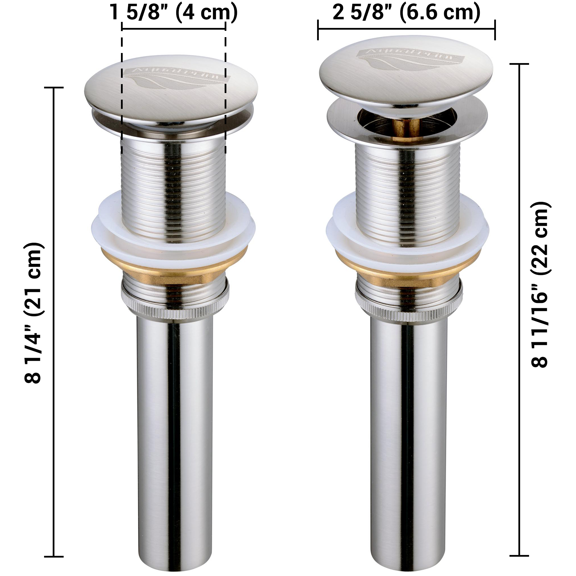 Brass Pop Up Drain Assembly for Bathroom Vessel Basin Sink Overflow Non