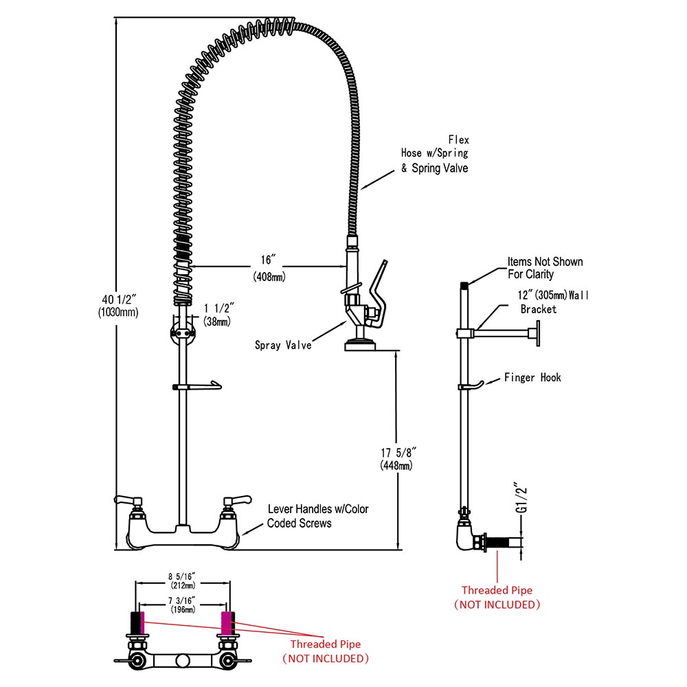 Faucets Aquaterior Cucp Nsf Pull Out Commercial Pre Rinse Kitchen
