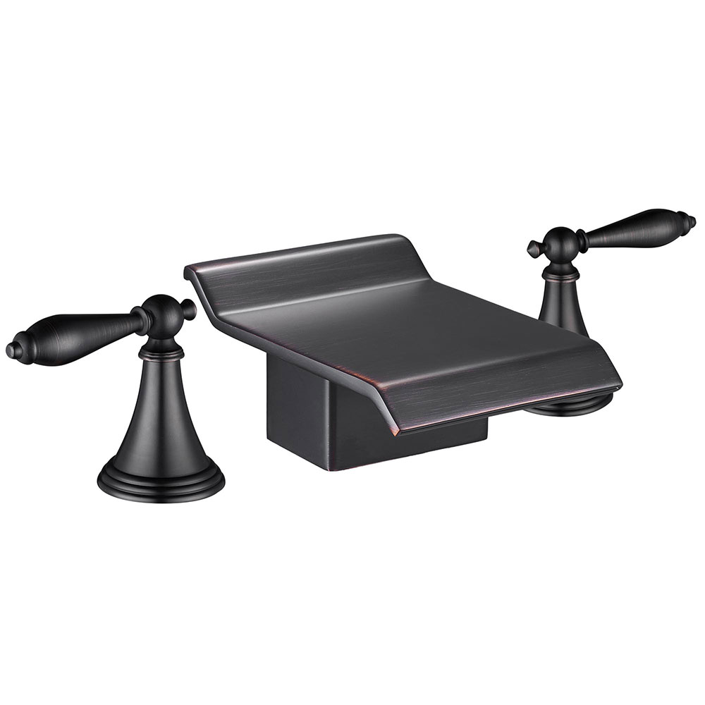 3 Holes Widespread Bathroom Sink Roman Tub Waterfall Faucet Home Hotel Bar Tap - Bild 7 von 11
