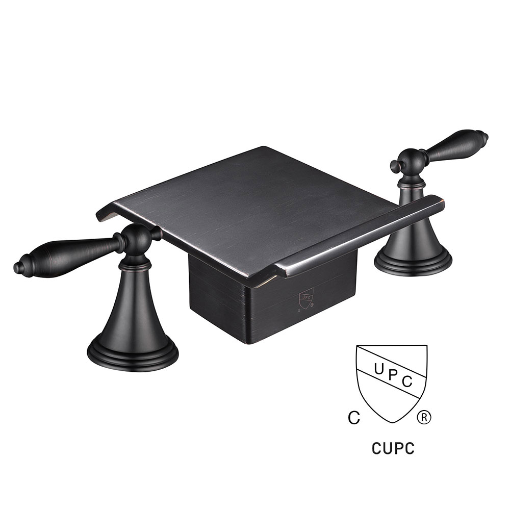 3 Holes Widespread Bathroom Sink Roman Tub Waterfall Faucet Home Hotel Bar Tap - Bild 8 von 11