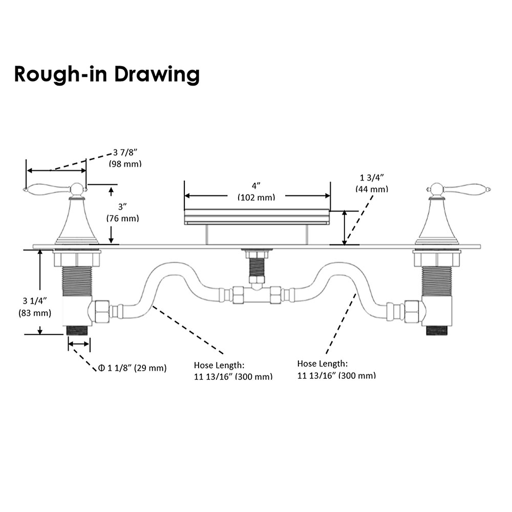 3 Holes Widespread Bathroom Sink Roman Tub Waterfall Faucet Home Hotel Bar Tap - Bild 10 von 11