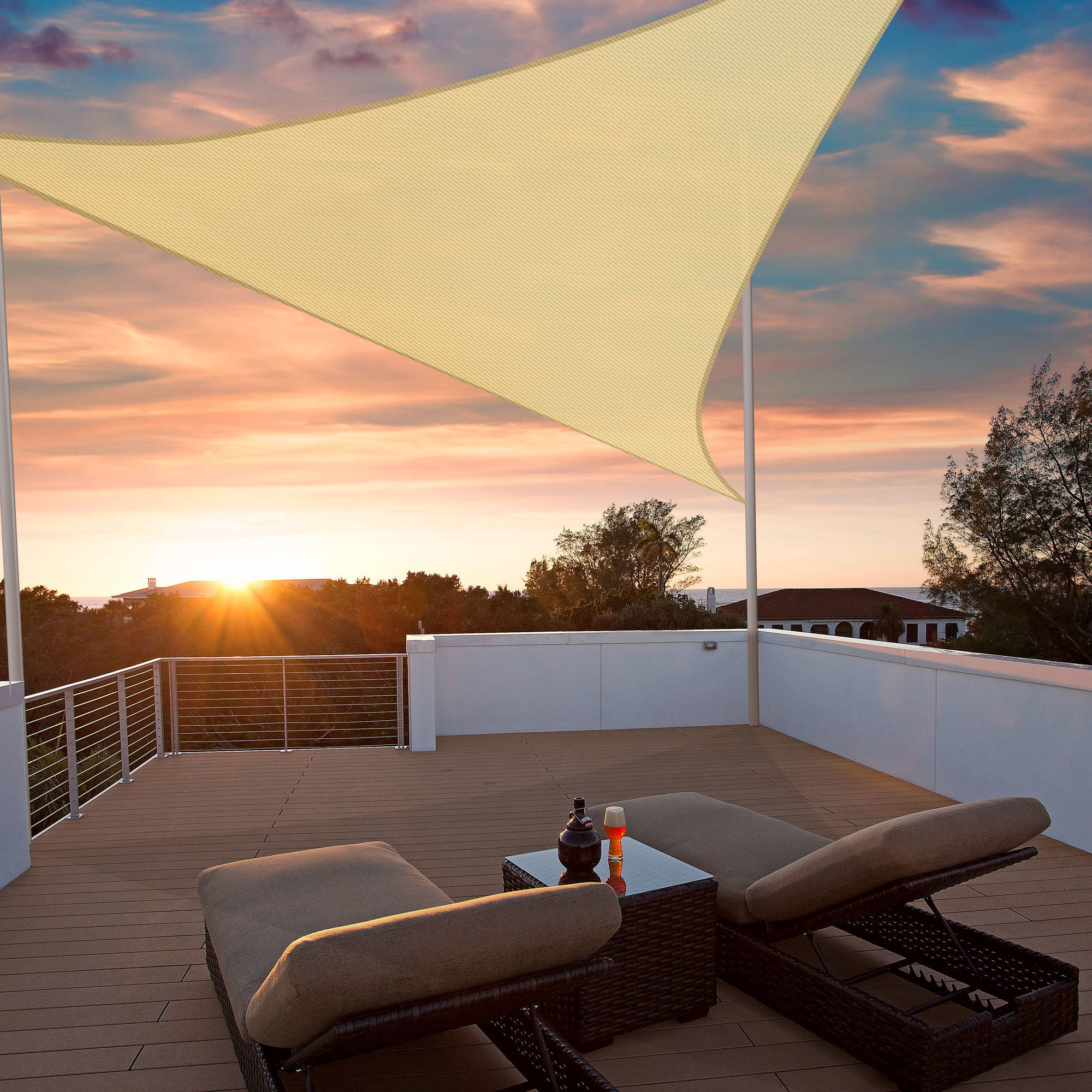 Triangle Sun Shade Sail Canopy UV Block Patio Garden Yard Pool Outdoor - Picture 45 of 89