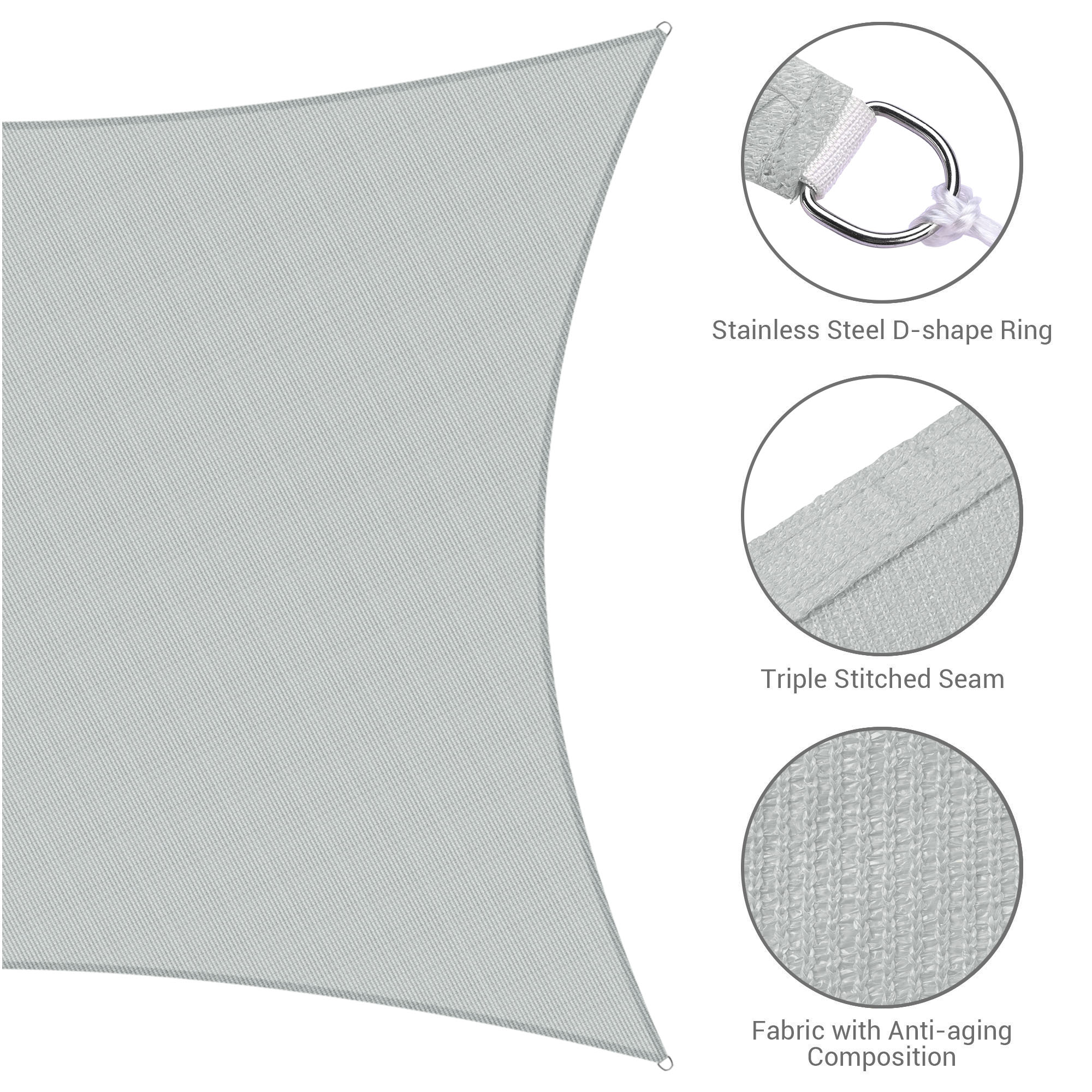 10x8Ft/13x7Ft/13x10Ft 97% UV Block Rectangle Sun Shade Sail Canopy Outdoor Pool - Picture 10 of 16