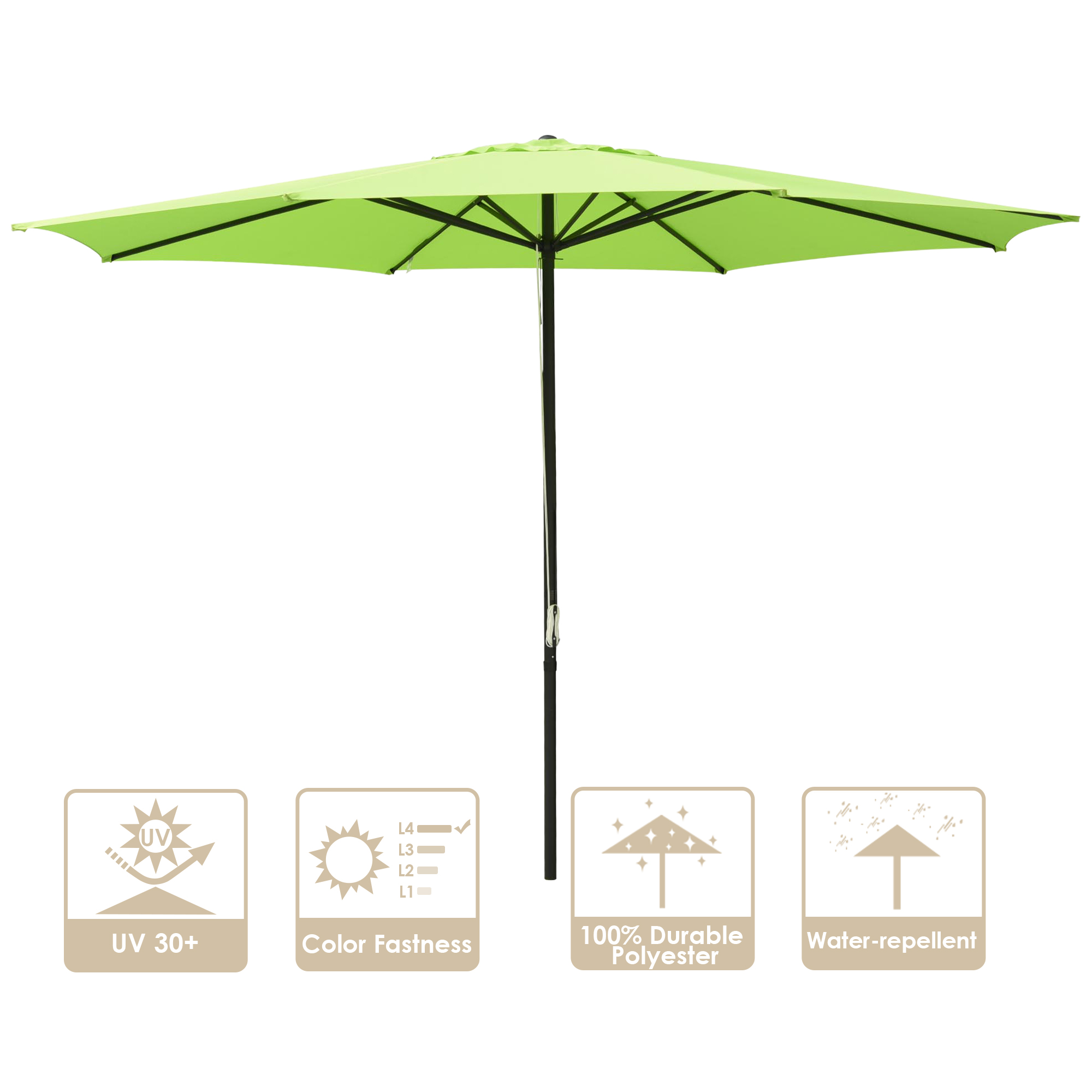 13' FT Sun Shade Patio Aluminum Umbrella UV30+ Outdoor Market Garden Beach Deck - Picture 10 of 35
