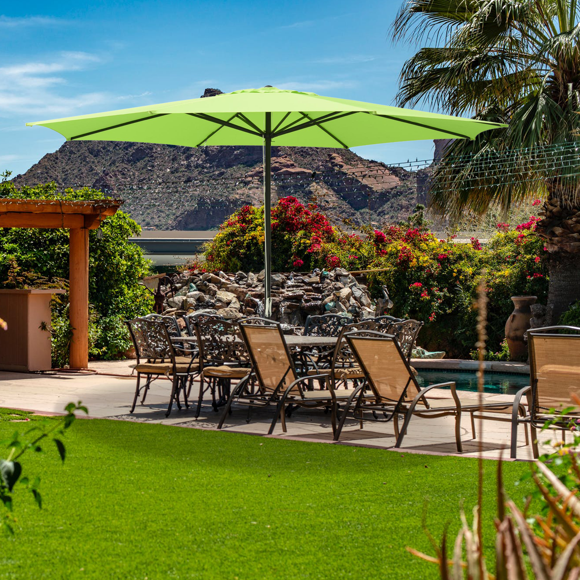 13' FT Sun Shade Patio Aluminum Umbrella UV30+ Outdoor Market Garden Beach Deck - Picture 8 of 35
