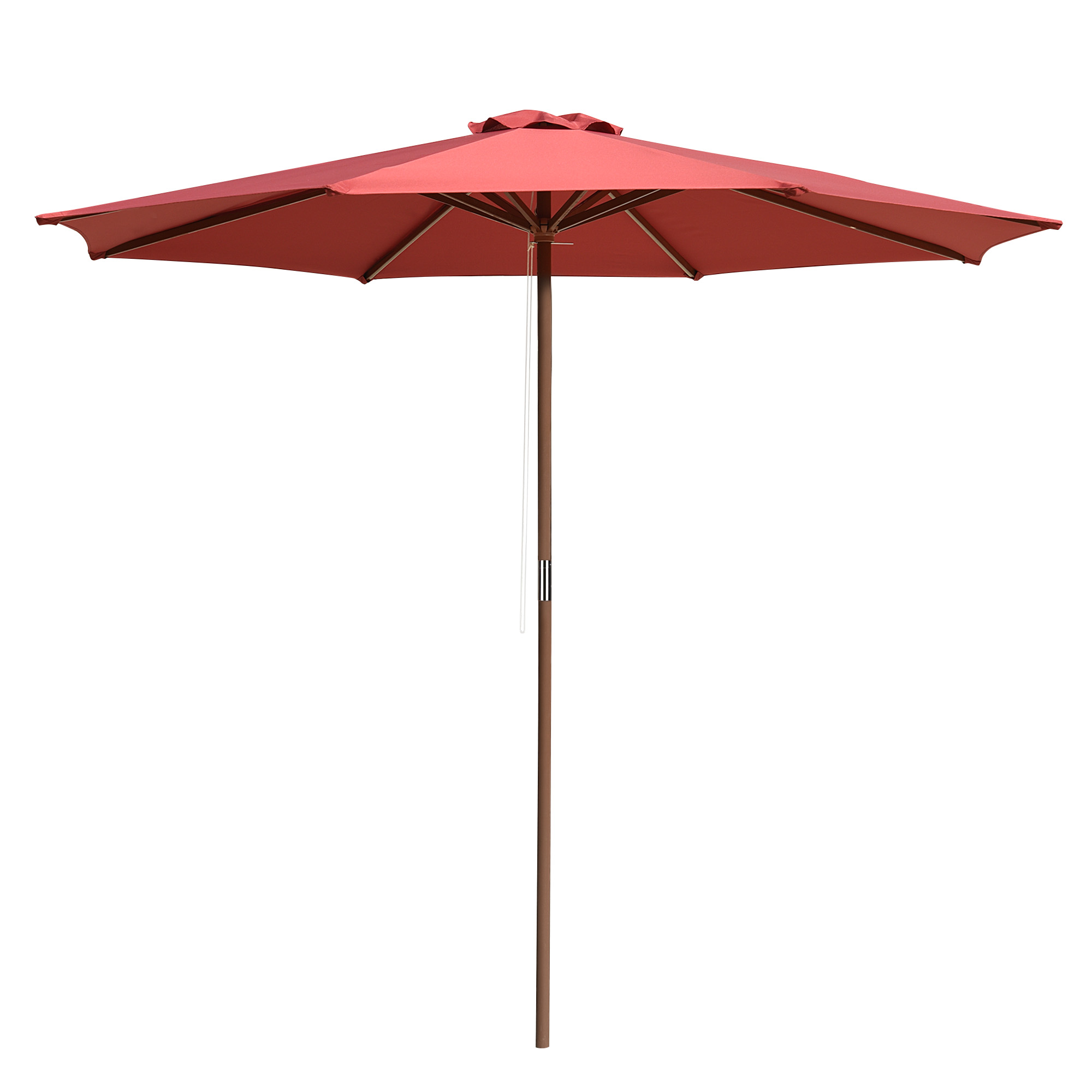 9' Ft 8 Ribs Patio Wood Umbrella Wooden Pole Outdoor Sunshade Market Garden Yard - Picture 52 of 55