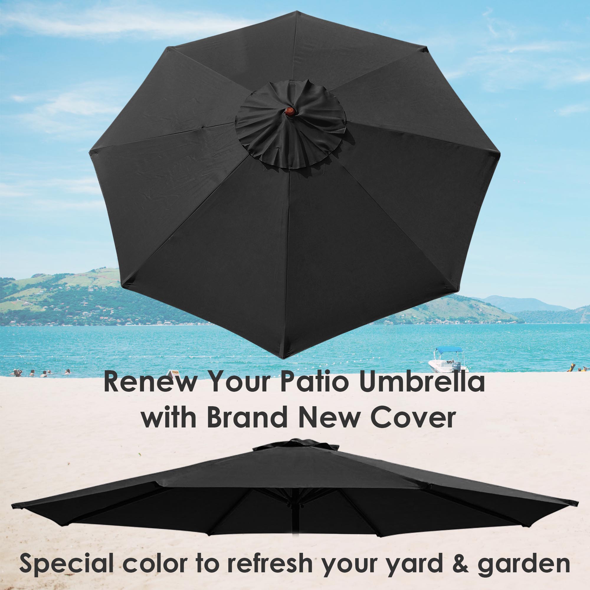 8'/9'/10'/13' Umbrella Replacement Canopy 8 Rib Outdoor Patio Top Cover