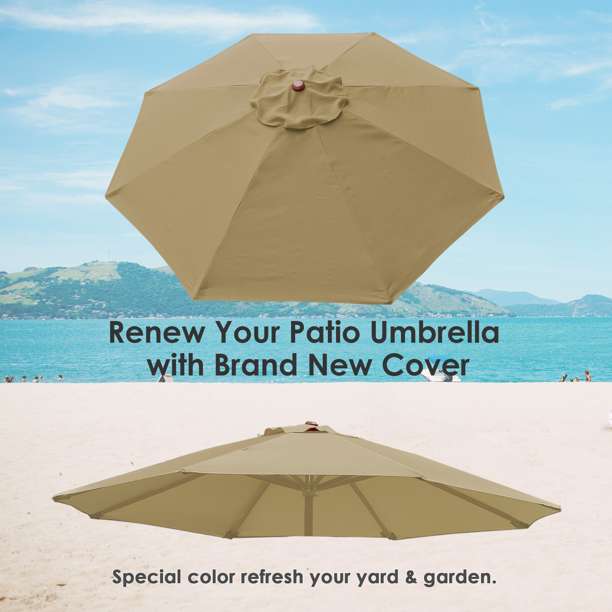 Patio Umbrella Canopy Replacement Top Cover ONLY fit 8' 8 Rib Umbrella