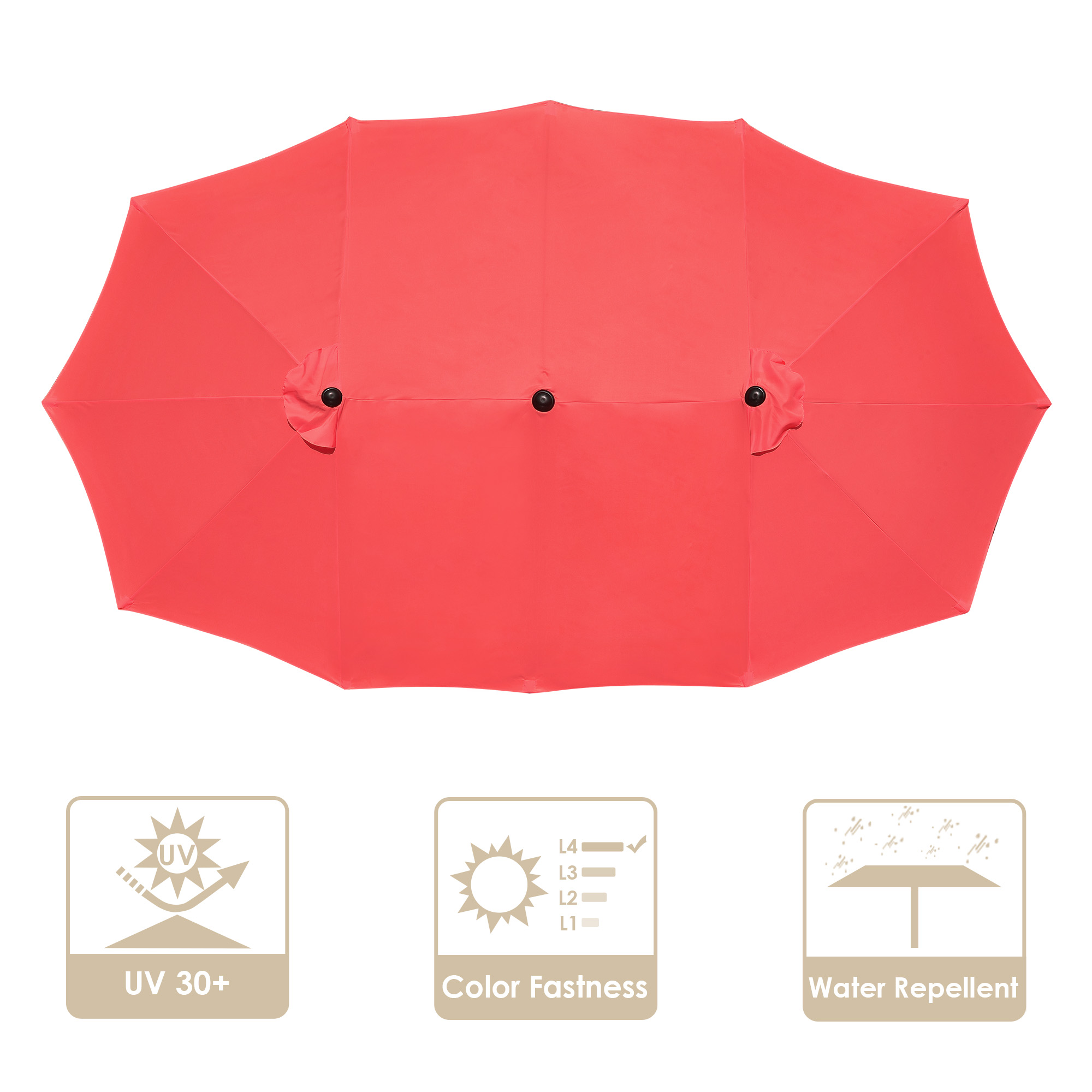 14 Fuß doppelseitiger Regenschirm Ersatz Baldachin Tischplatte Outdoor Strand Pool - Bild 12 von 49