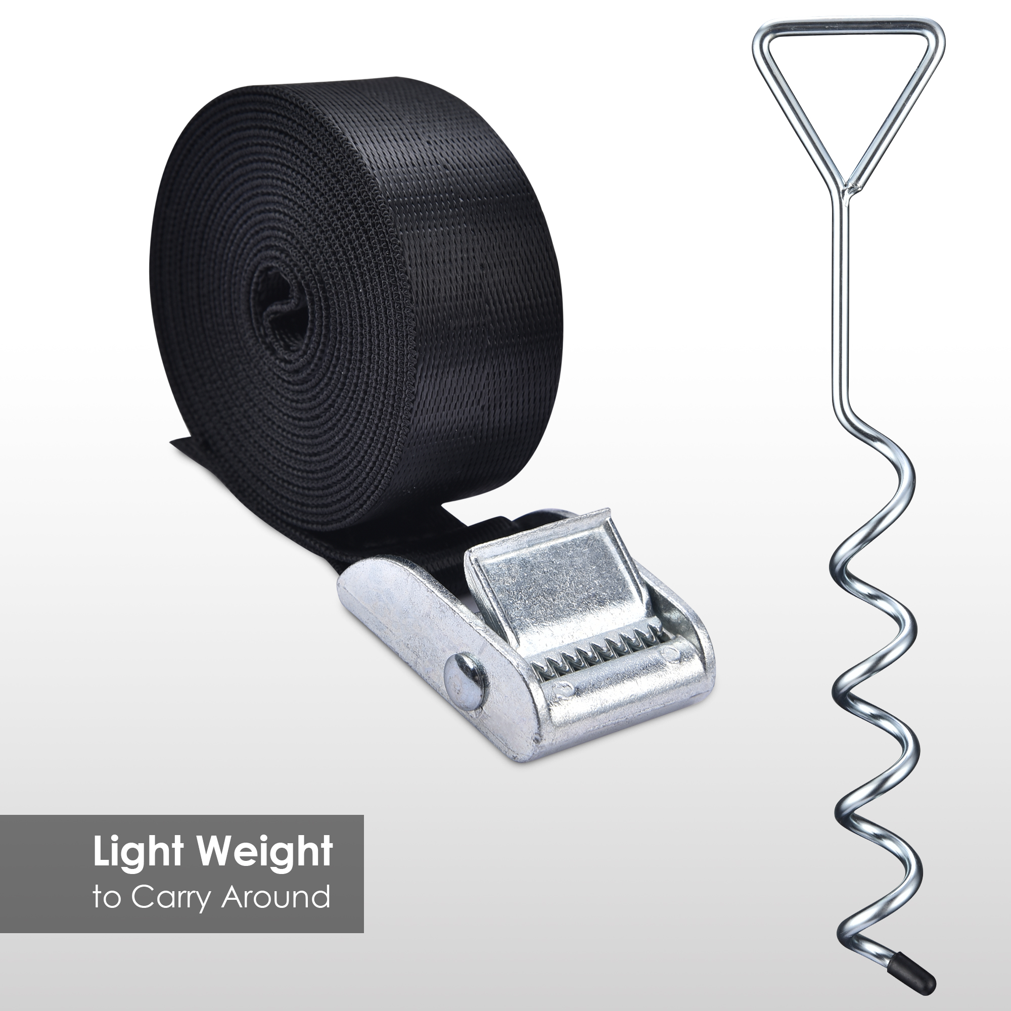 Universal Trampoline Tie Down Anchor Kit Galvanized Steel Stakes Straps