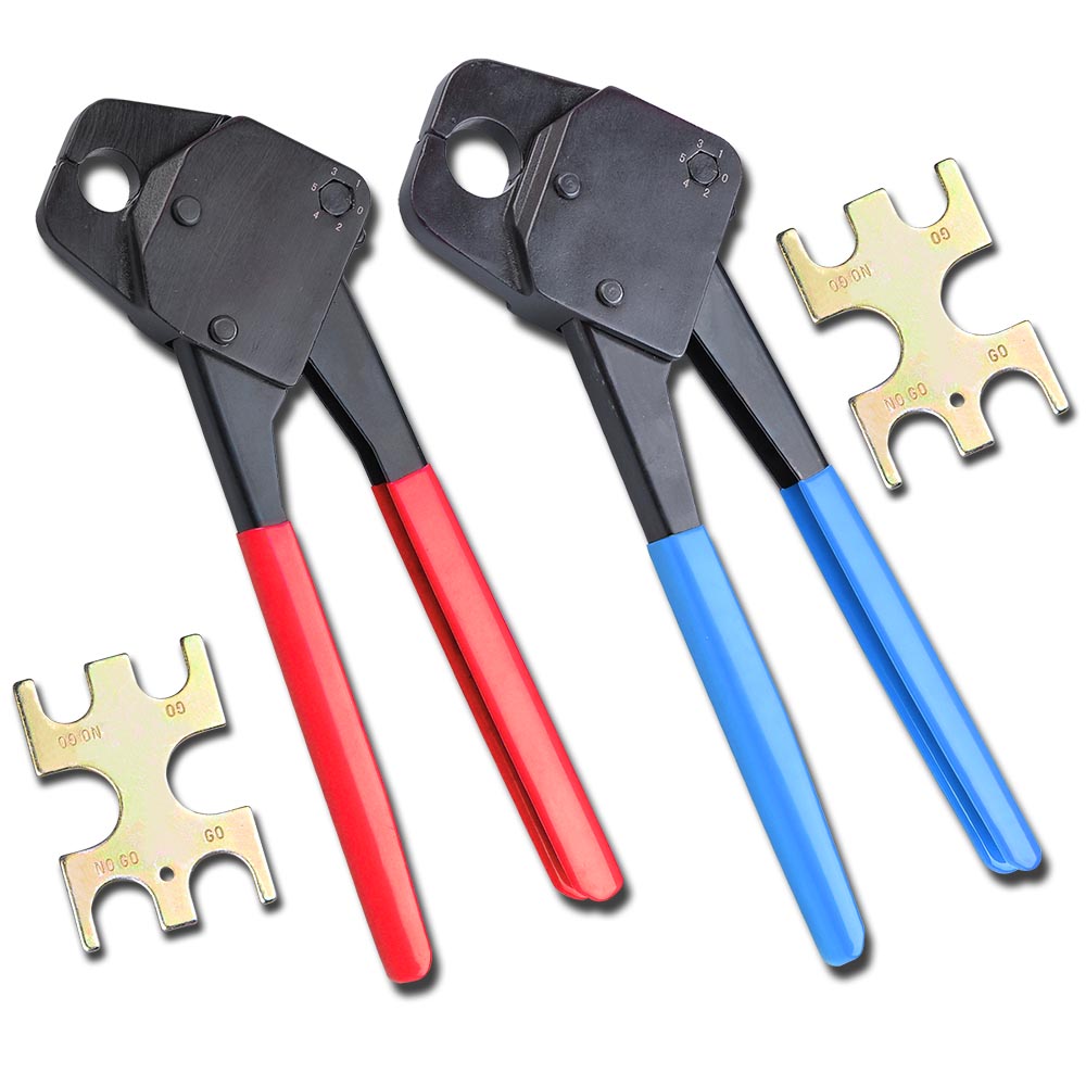 1/2" & 3/4" Pex Crimpers Set Plumbing Crimping Tools Copper Ring Gonogo Gauge 640671040013 eBay