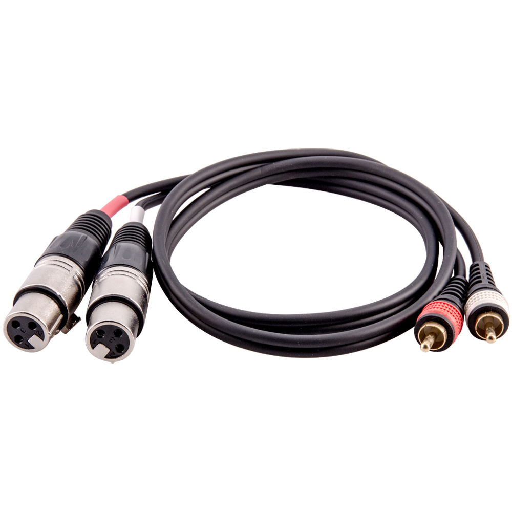3 Foot 2 XLR Female to 2 RCA Male Patch Cable Dual XLRF to Dual RCA