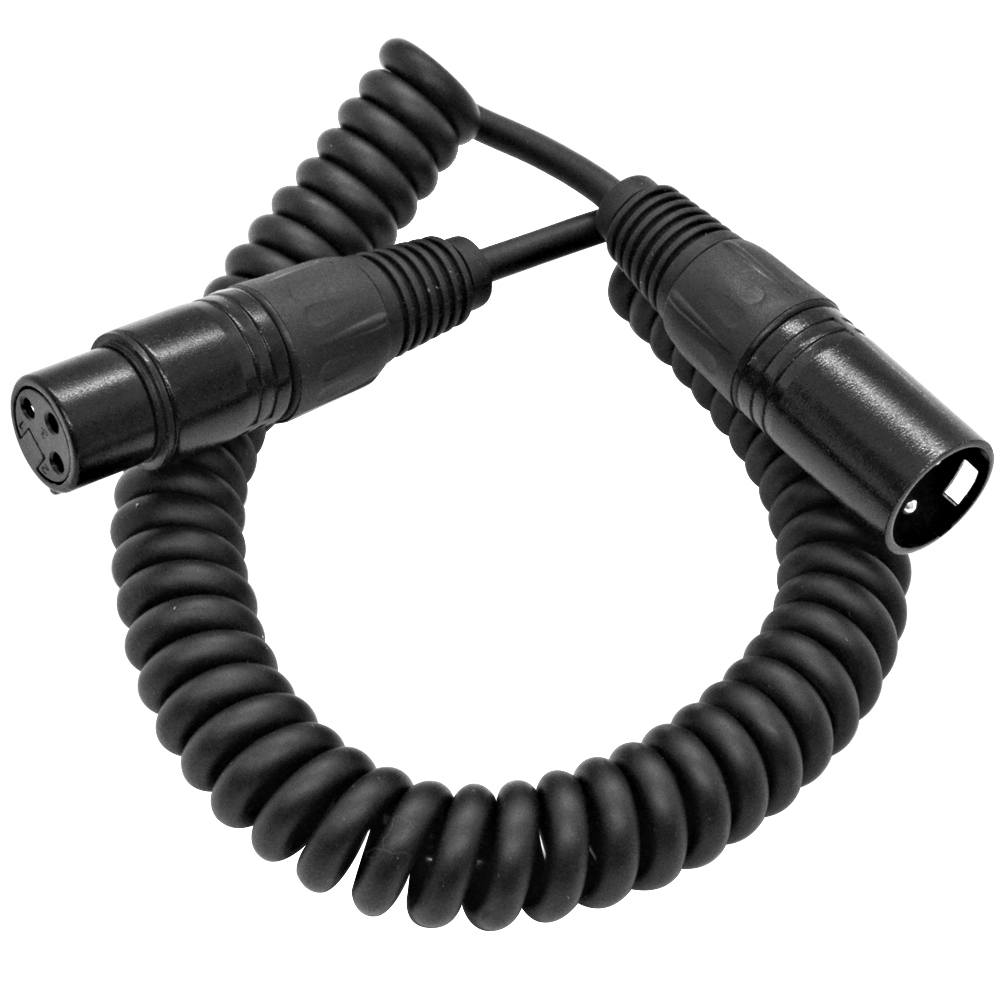 1.5 Foot Coiled Black XLR Microphone Cable Extends to 7.5 Feet Boom