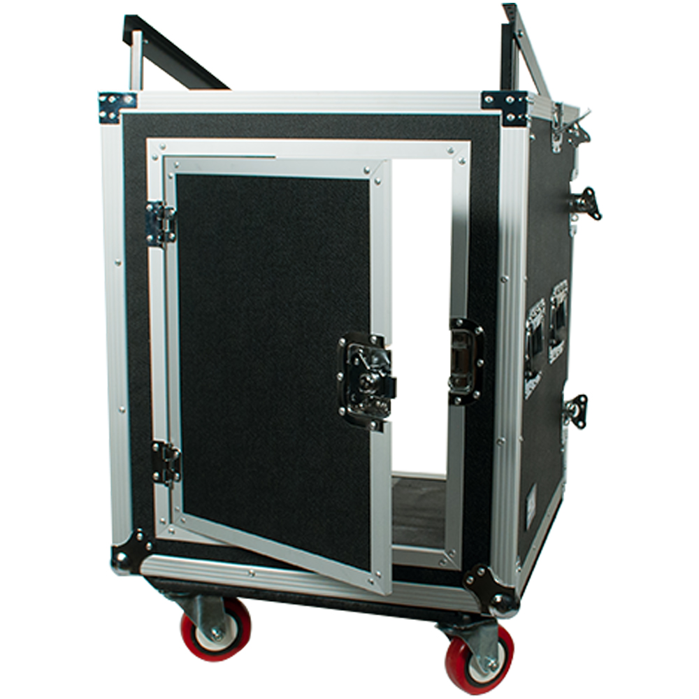 12 Space Rack Case with Slant Mixer Top and Casters Amp Effect PA/DJ