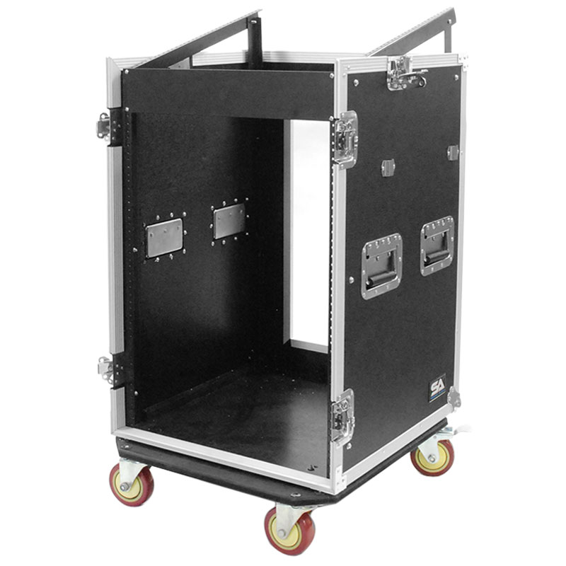 16 Space Rack Case with 10 Space Slant Mixer Top and DJ Work Table