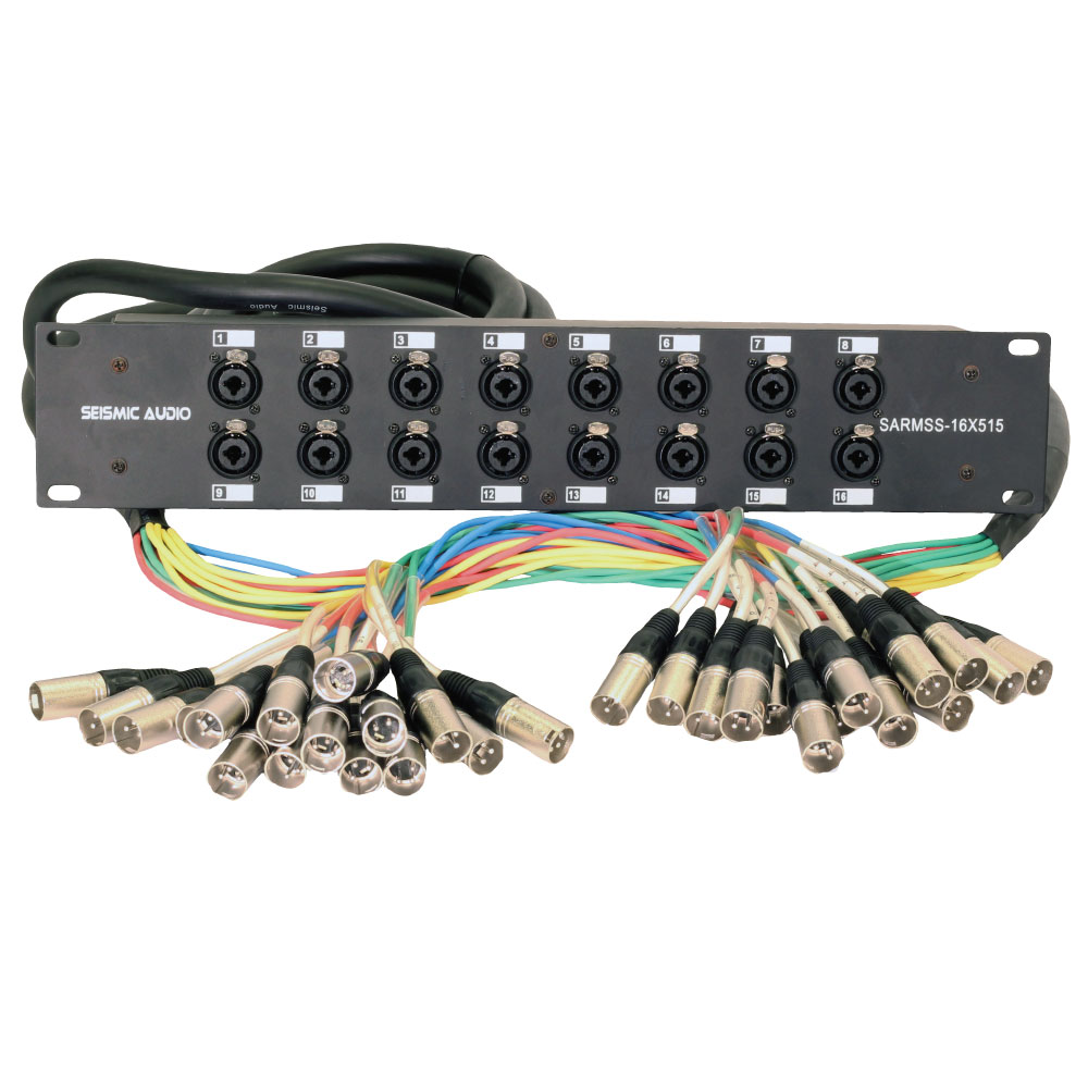 Rack Mount 16 Channel XLR TRS Combo Splitter Snake Cable 5' and 15