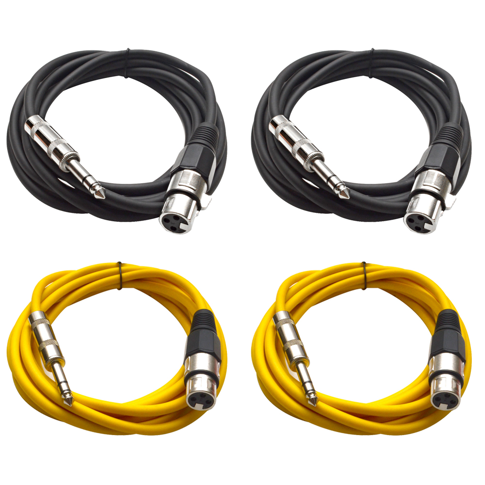 Four 1/4" to XLR Female Patch Cables 10' Extension Cords Jumper - Various Colors - Picture 8 of 29