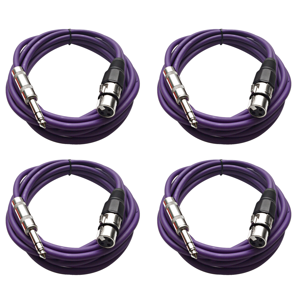 Four 1/4" to XLR Female Patch Cables 10' Extension Cords Jumper - Various Colors - Picture 24 of 29