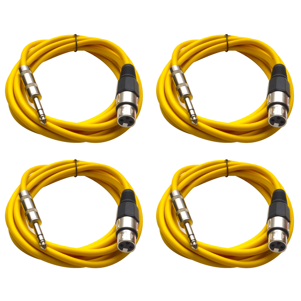 Four 1/4" to XLR Female Patch Cables 10' Extension Cords Jumper - Various Colors - Picture 29 of 29