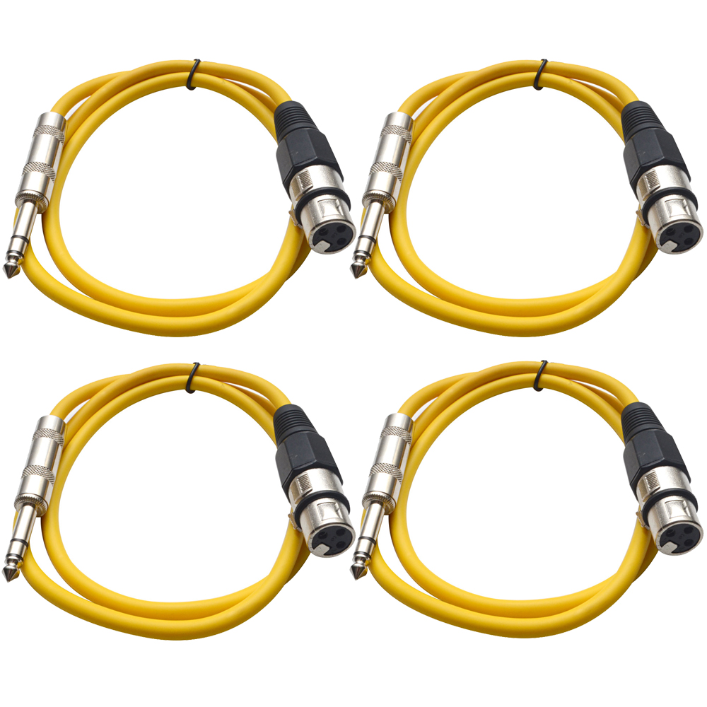 Four 1/4" to XLR Female Patch Cables 2' Extension Cords Jumper, Various Colors - Picture 29 of 29