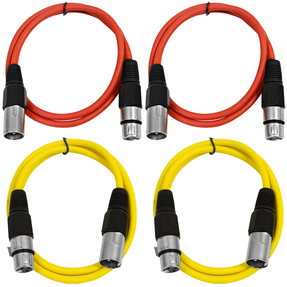 Paquete de 4 cables de conexión XLR 2 pies cables de extensión puente 3 pines - varios colores - Imagen 23 de 25