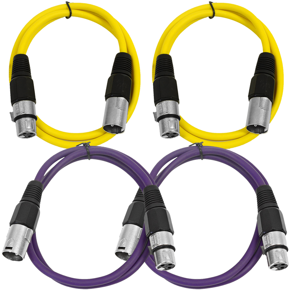 Paquete de 4 cables de conexión XLR 2 pies cables de extensión puente 3 pines - varios colores - Imagen 24 de 25