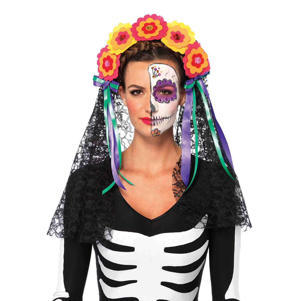 Womens Day of the Dead Dia De Los Muertos Headband