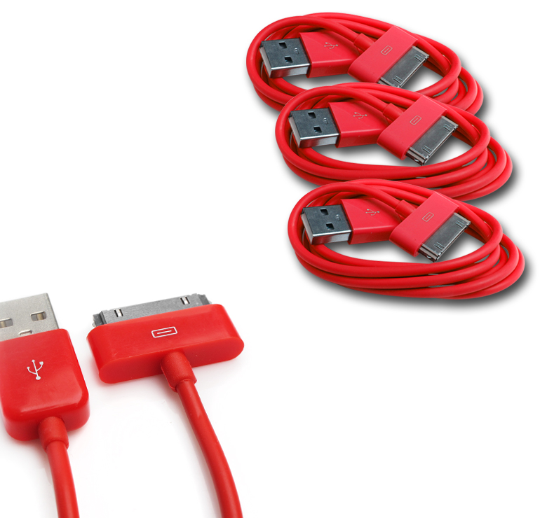 3X 6FT USB SYNC DATA POWER CHARGER CABLE APPLE NEW IPAD IPHONE IPOD TOUCH RED