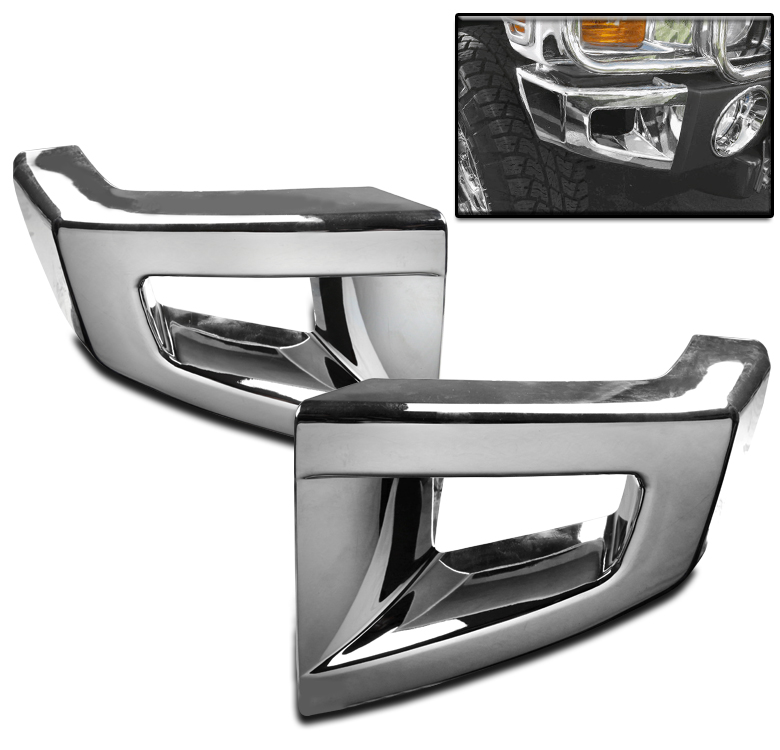 06-10 HUMMER H3 H3T FRONT BUMPER CORNER COVERS TRIM GUARD CHROME LEFT+RIGHT 2PCS