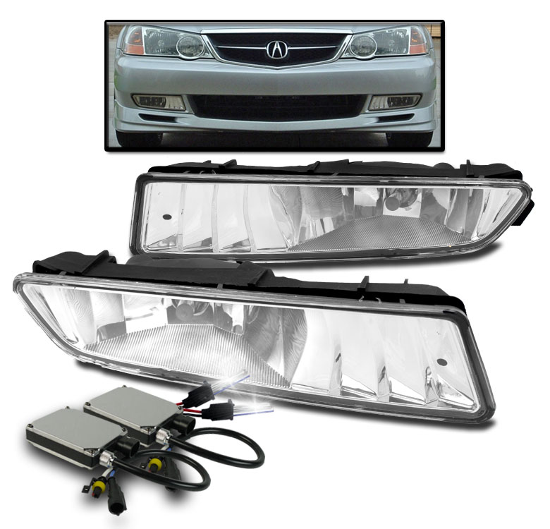 0203 ACURA TL BUMPER DRIVING FOG LIGHTS LAMP CHROME W/6000K HID KIT