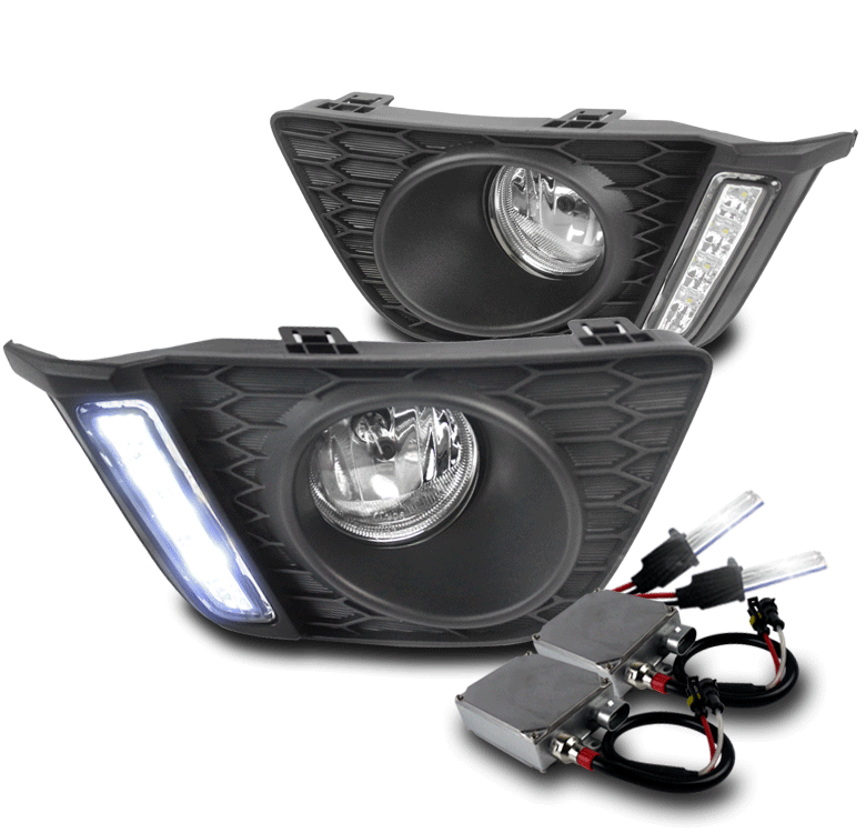 15-17 HONDA FIT JAZZ BUMPER DRIVING FOG LIGHT LAMP CHROME W/50W 8K HID