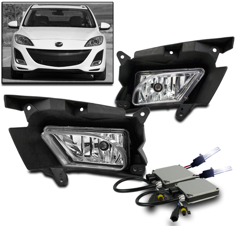 1011 MAZDA 3 MAZDA3 BUMPER DRIVING CHROME FOG LIGHTS LAMPS W/10K HID
